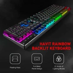 HAVIT Mechanical Gaming Keyboard And Mouse Combo 104 Keys With Rainbow Backlit