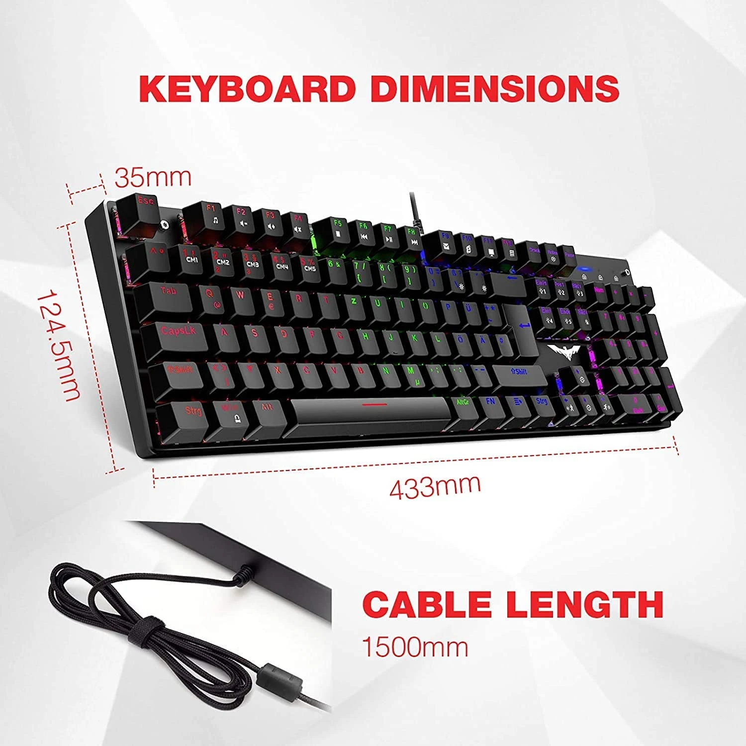 HAVIT HV-KB432L LED Gaming Mechanical Keyboard With Red Switches For PC Gamers And Work 7 HAVIT HV-KB432L LED Gaming Mechanical Keyboard With Red Switches For PC Gamers And Work