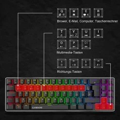 HAVIT KB512L 60% Gaming Mechanical Keyboard With 72 Keys, LED Backlit, Detachable USB Type-C Cable