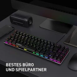 HAVIT KB512L 60% Gaming Mechanical Keyboard With 72 Keys, LED Backlit, Detachable USB Type-C Cable