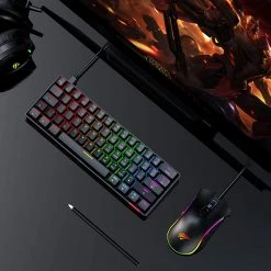 Gaming HAVIT KB611CM 60% Mechanical Keyboard & Programmable RGB Mouse Combo - 61 Keys Wired Type-C Backlit