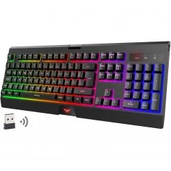 HAVIT HV-KB663GCM Wireless Gaming Keyboard, 104 Keys Rechargeable, LED Rainbow Backlit