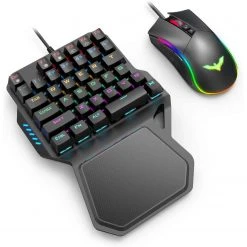 HAVIT RK-B20 One Hand RGB Gaming Keyboard & Programmable Mouse Combo - 36 Keys USB Keypad With Wrist Rest