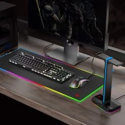 HAVIT TH680 RGB Gaming Mouse Pad And Dual Hanger Headset Stand Combo