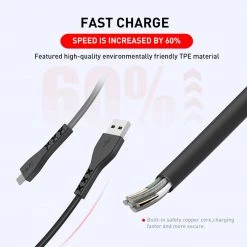HAVIT HV-H68 USB To Type-C Cable, 2.0A Fast Charger, Black Mobile 11 HAVIT HV-H68 USB To Type-C Cable, 2.0A Fast Charger, Black Mobile